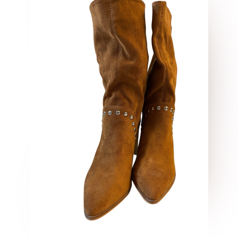 Let’s See Style Brown Tan Faux Suede Boots Size 9